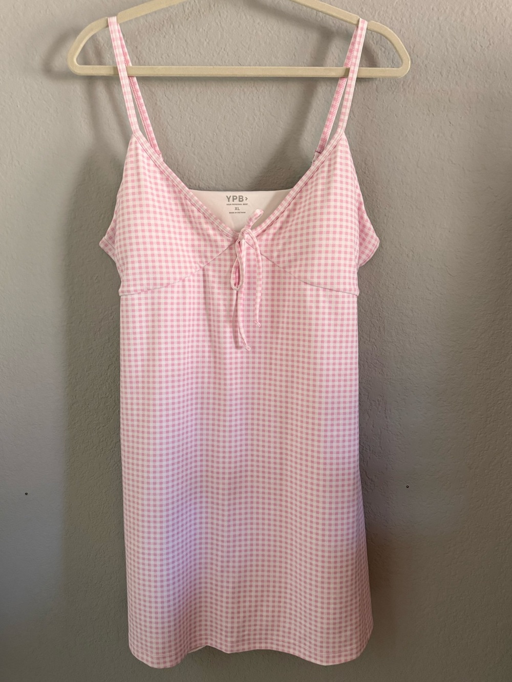 YPB by Abercrombie Pink Gingham Tie Front Mini Dress XL